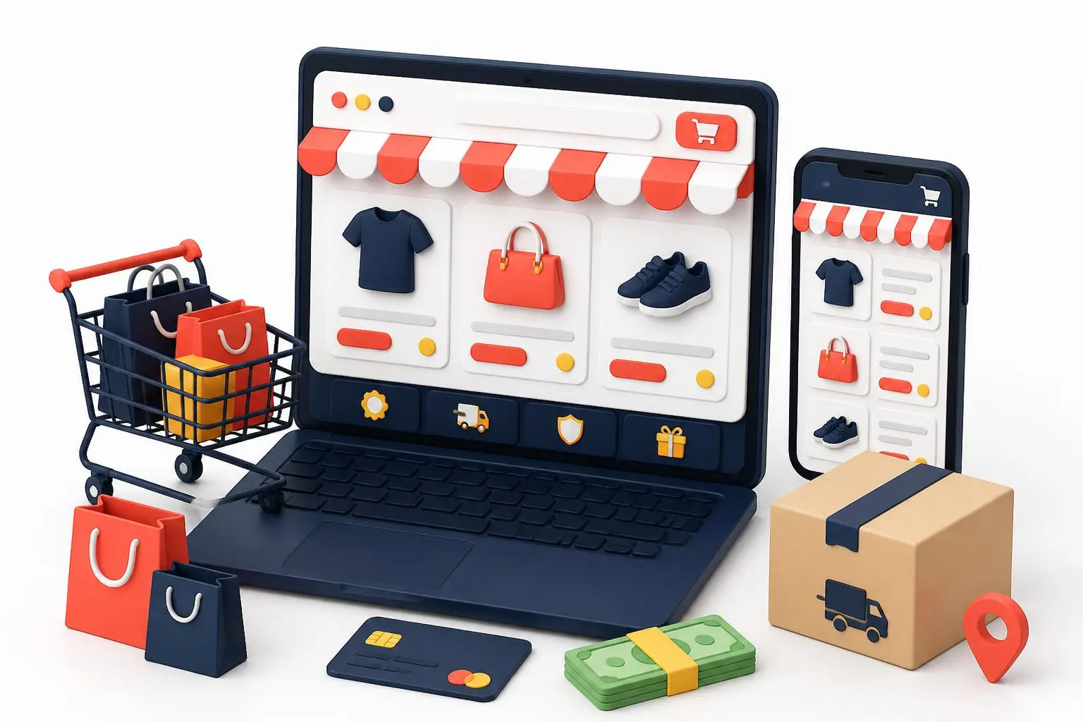E-commerce online store website package with COD and online payment